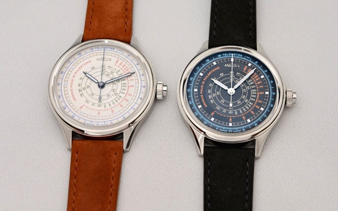 Angelus ose une montre que l’on ne voit plus aujourd’hui : un chronographe monopoussoir de 39 mm pensé comme un vrai instrument