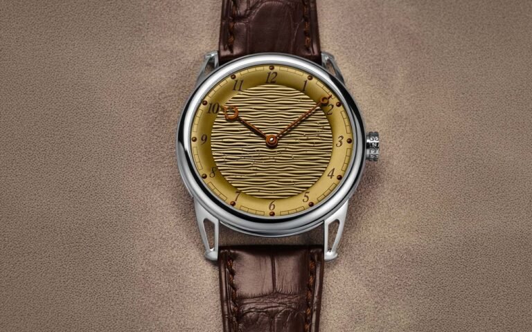 De Bethune pousse le calibre DB2005 à 6 jours de réserve dans la DB25xs Sand Winds, une montre titane au cadran guilloché jaune comme les dunes