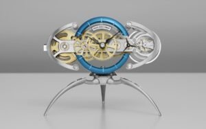 La Nostromo de MB&F et Maison Alcee arrive en kit chez ses futurs propriétaires, qui assemblent eux-mêmes cette pendule mécanique de luxe pièce après pièce