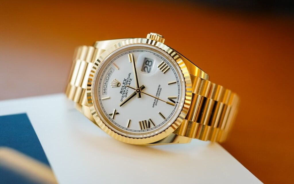 Ce que les autres montres n’ont jamais fait, la Rolex Day-Date le fait depuis toujours : afficher le jour en toutes lettres, le détail qui lui a valu le surnom de Présidente