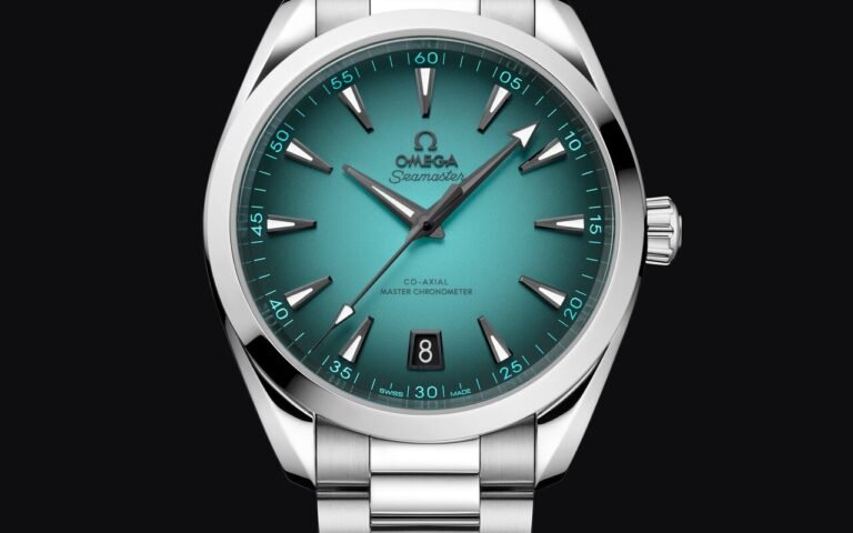 Cadran laqué turquoise et 15 000 gauss encaissés : l’Omega Seamaster Aqua Terra 150M de 41 mm est affichée à 7 300 euros