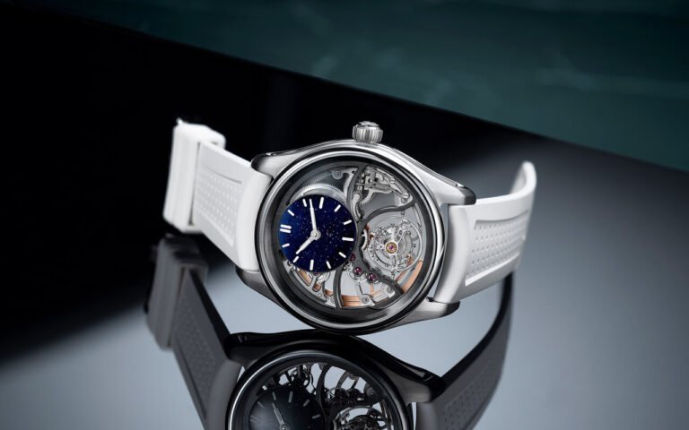 Index 2 et 6 qui s’allument en vert pour le numéro 26 de Saquon Barkley : H. Moser & Cie limite à 97 exemplaires sa Pioneer Cylindrical Tourbillon Skeleton Aventurine, à 79 000 francs suisses