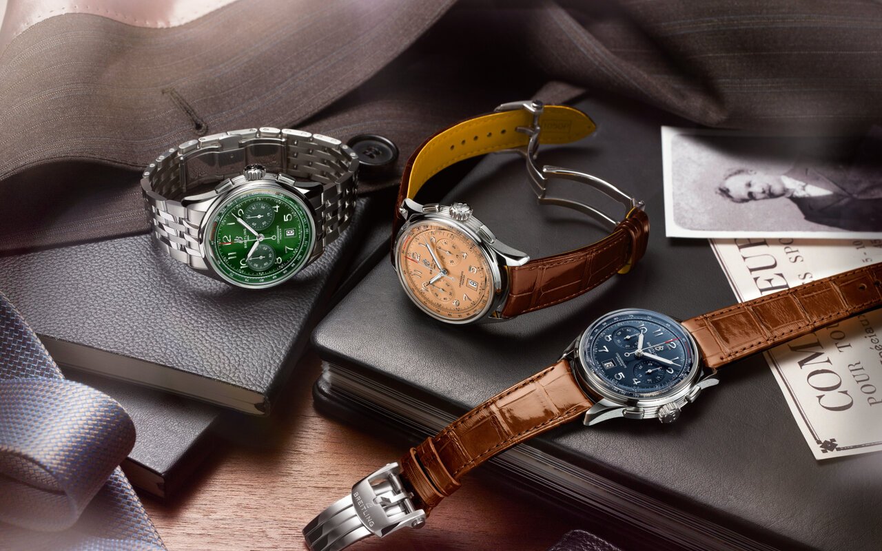 Née en 1943, la Breitling Premier a été la première ligne de chronographes pensée par Willy Breitling pour l’élégance plutôt que pour le cockpit